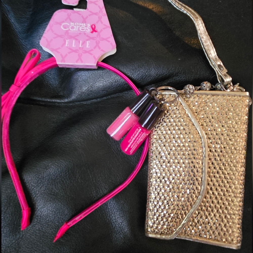 mark. Gold Glittery Wristlette with Pink Lip Gloss & Elle Bow Headband - Picture 2 of 7